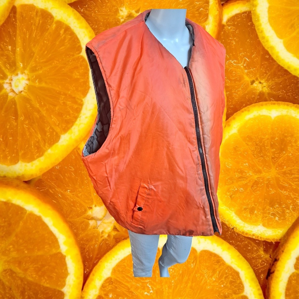 Reversible Camo Orange Hunting Utility Vest Mens Outdoor Field Gear - Picture 6 of 9